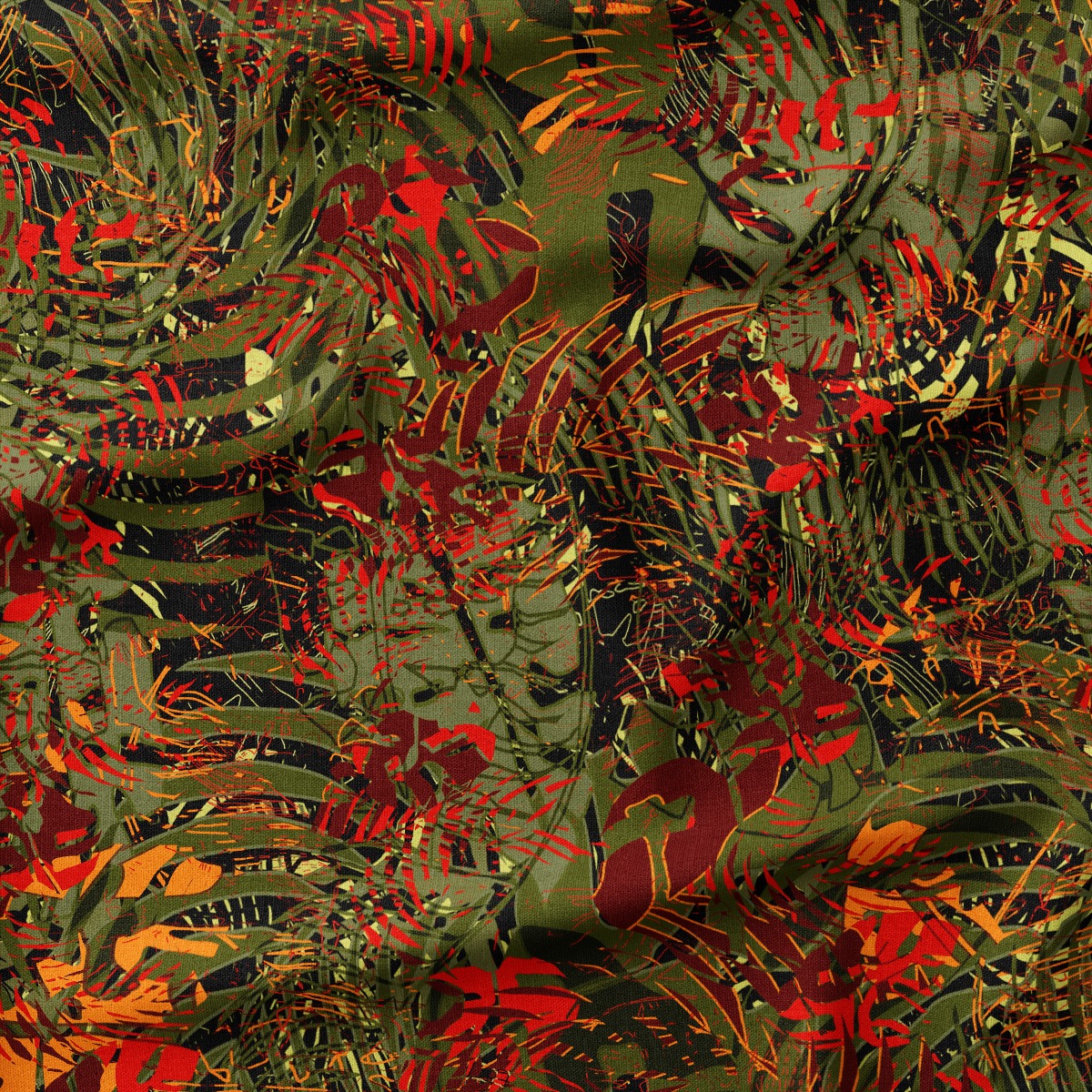 Viskose, Jersey, Stoffe, Floral, Blätter