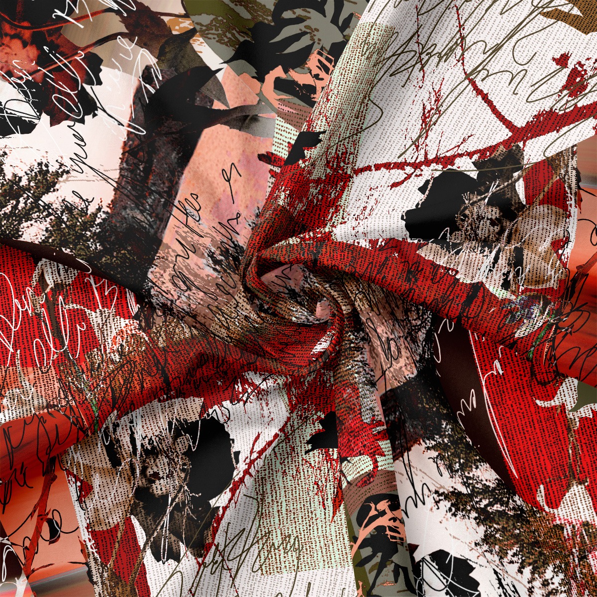 Viskose, Jersey, Stoffe, graphisch, rot, elegant