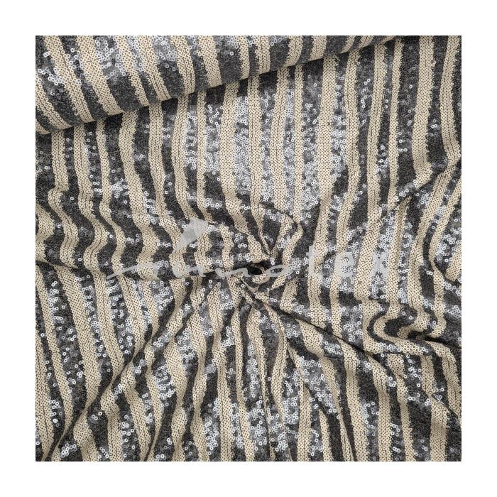 Paillettenstoff grau-creme