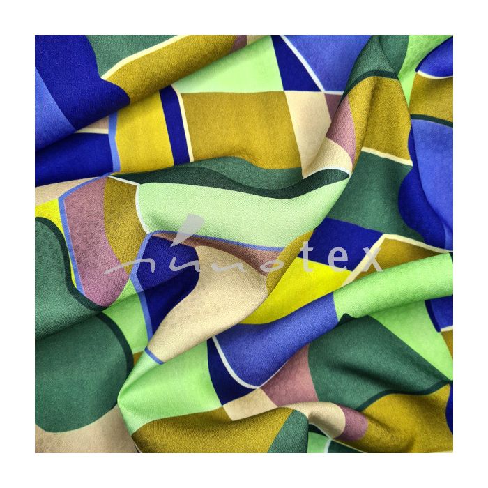 Viskose-Jacquard geometrisch lila-grün