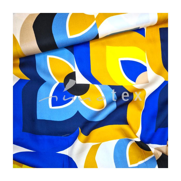Viskosestoff geometrisch blau-gelb