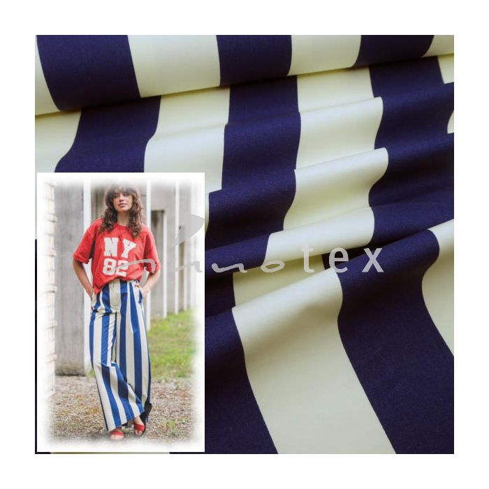 Fibre Mood #Dasha, Baumwollstoff Streifen blau