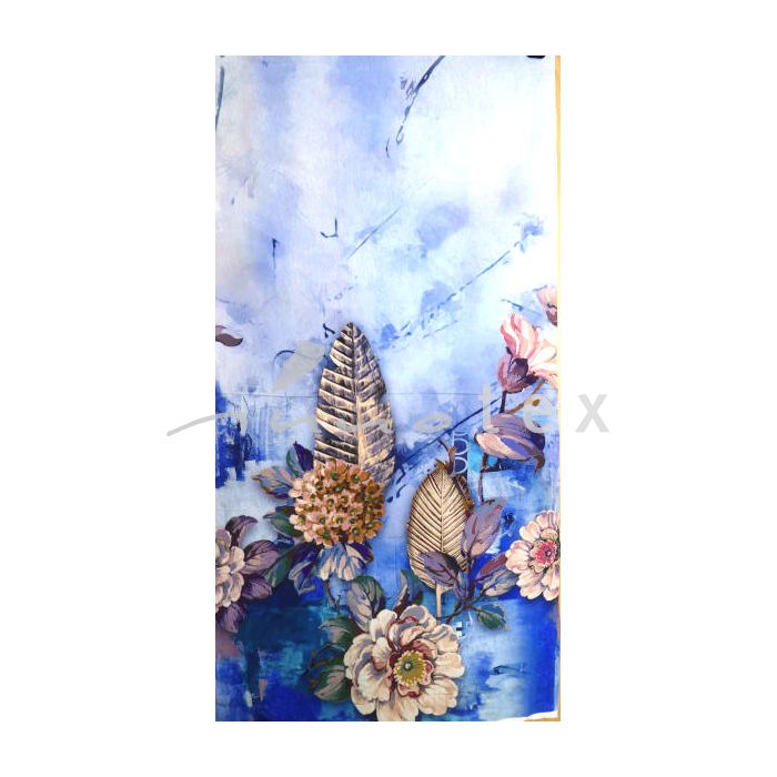 Rayon Popeline, großes Design blau
