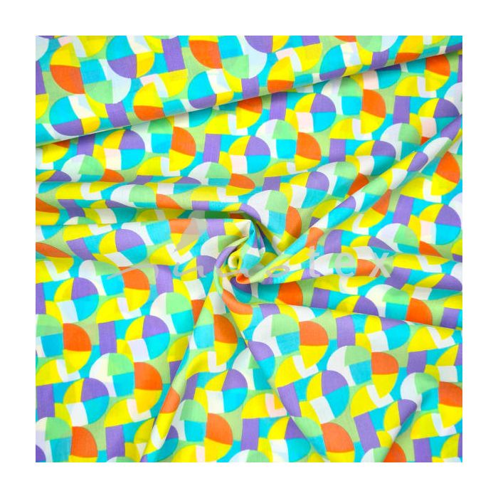 Baumwoll-Viskose-Voile, Kreise mint