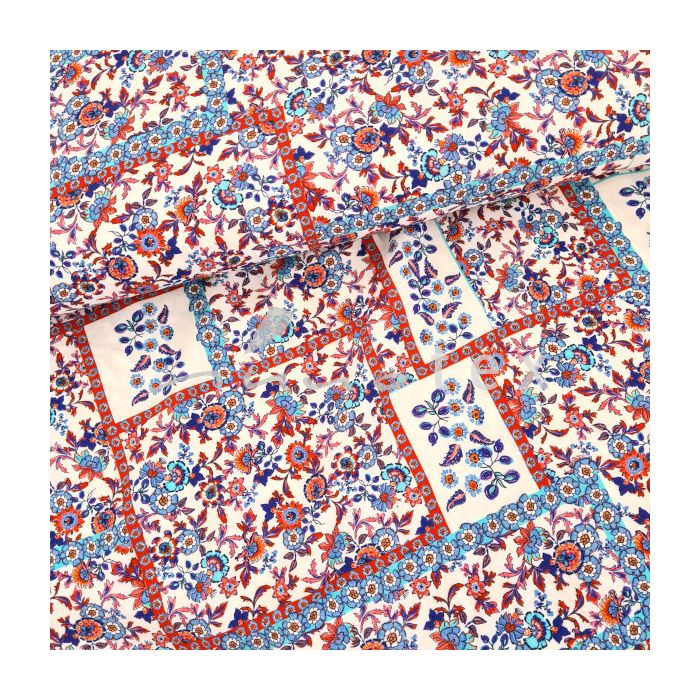 Viskosestoff Patchworkprint blau