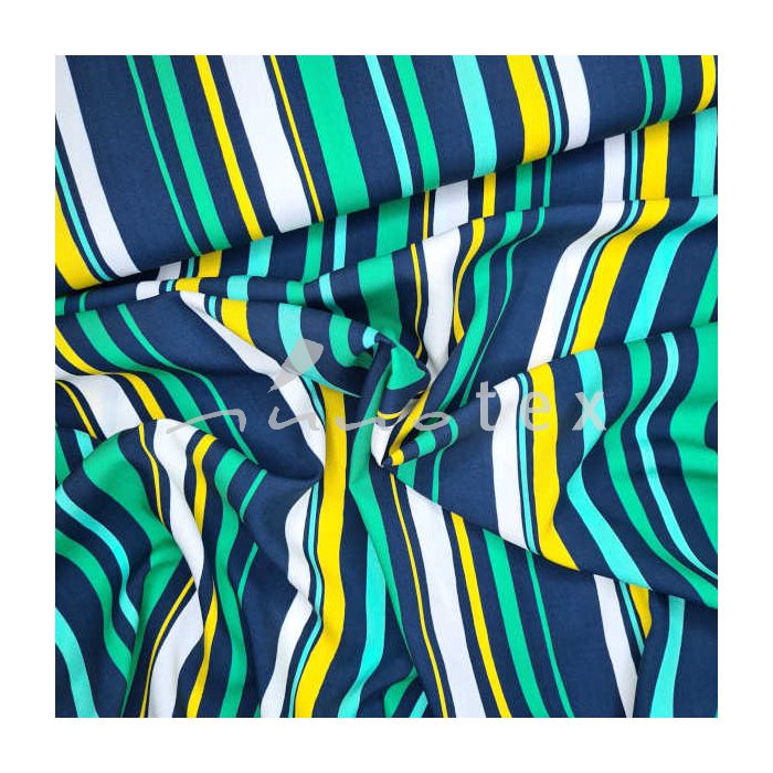 Viskoseprint Streifen blau-türkis