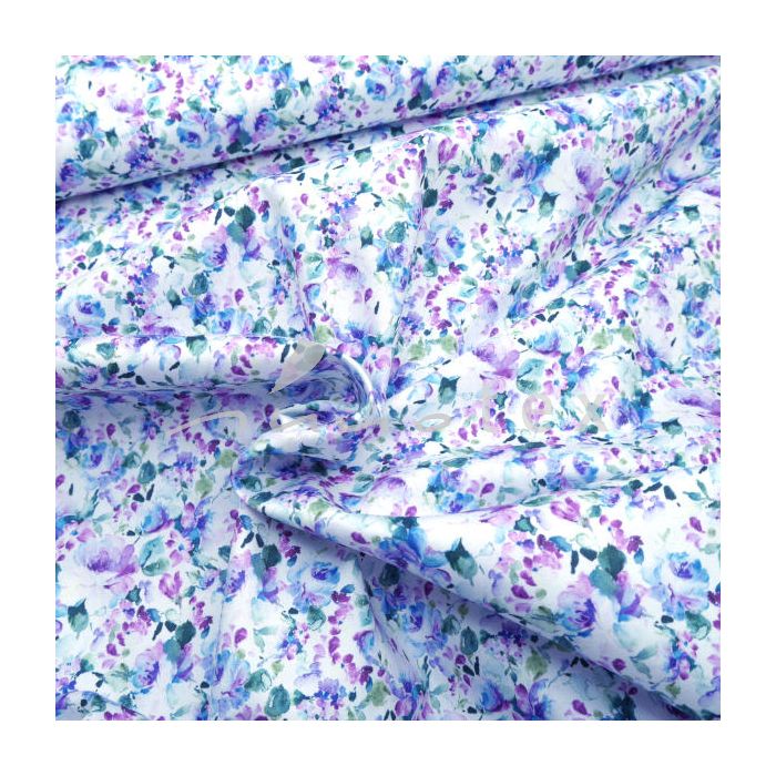 Exklusiv: Baumwoll-Satin Streublümchen lila