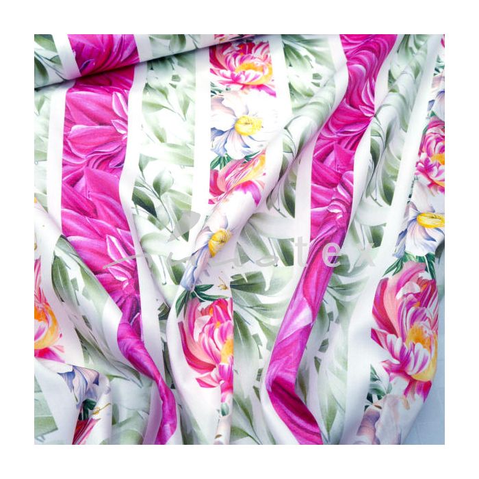 Exklusiv: Baumwoll-Satin florale Streifen