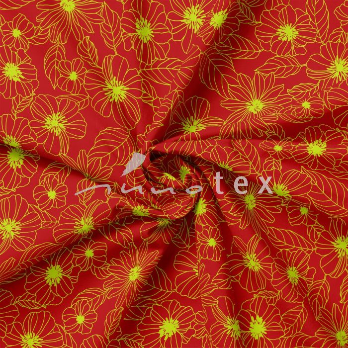 Baumwolle Stoffe, Gewebe, Patchwork, Art. Cosmo, Blumen, rot