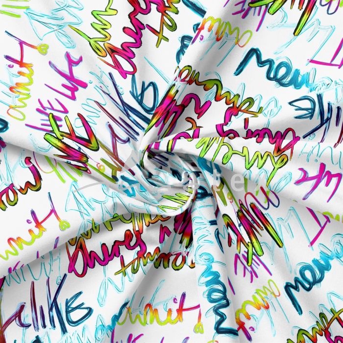 Viskose, Jersey, Stoffe, Graffiti, Buchstaben