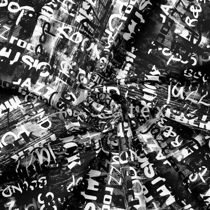 French Terry, Sweat Stoffe, Graffiti, Buchstaben