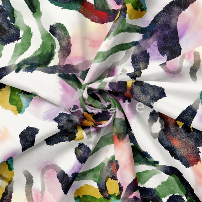 Viskose, Jersey, Stoffe, Grafisch, Blüten, Blätter, Floral