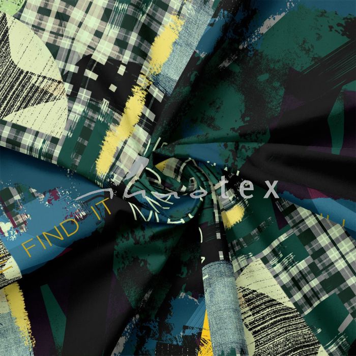 Viskose, Jersey, Stoffe, graphisch, blau, elegant