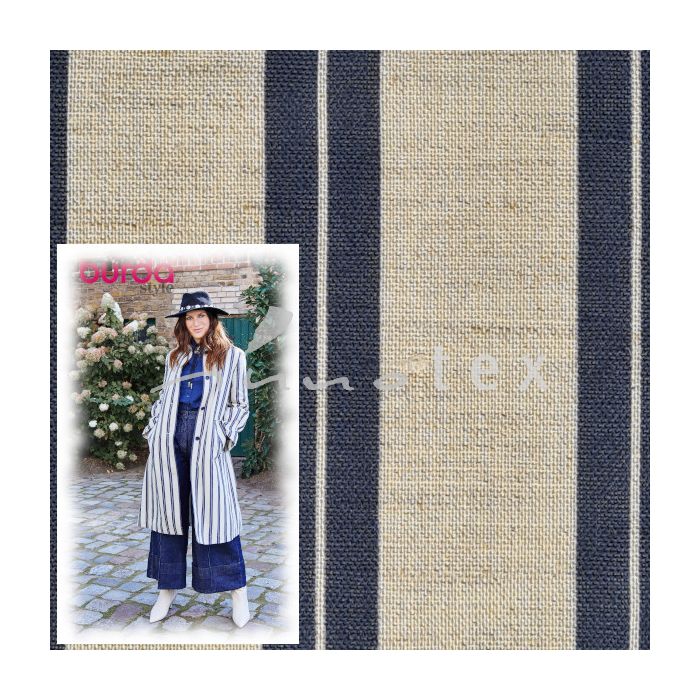 Burda - Modell 107A Mantel, 130 Kinderweste, Leinen Streifen