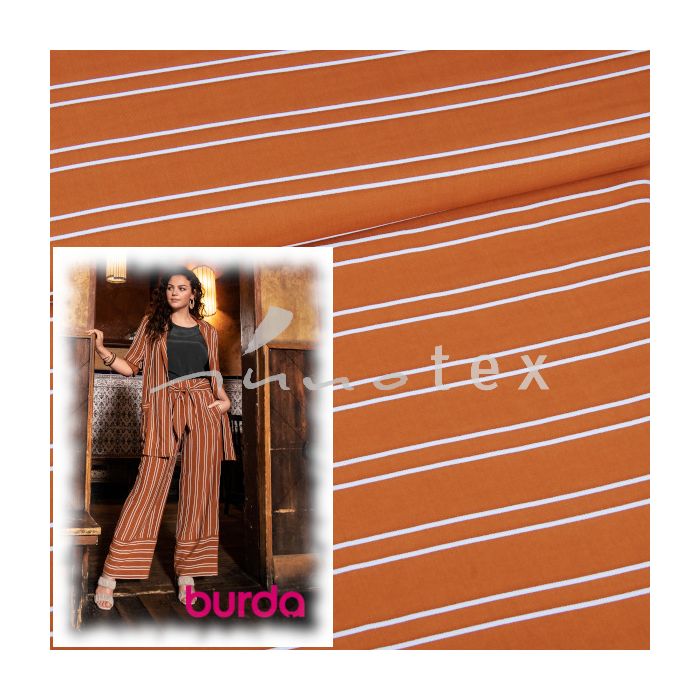 Burda - Modell 124B Jacke, 127B Hose, Viskoseprint Streifen