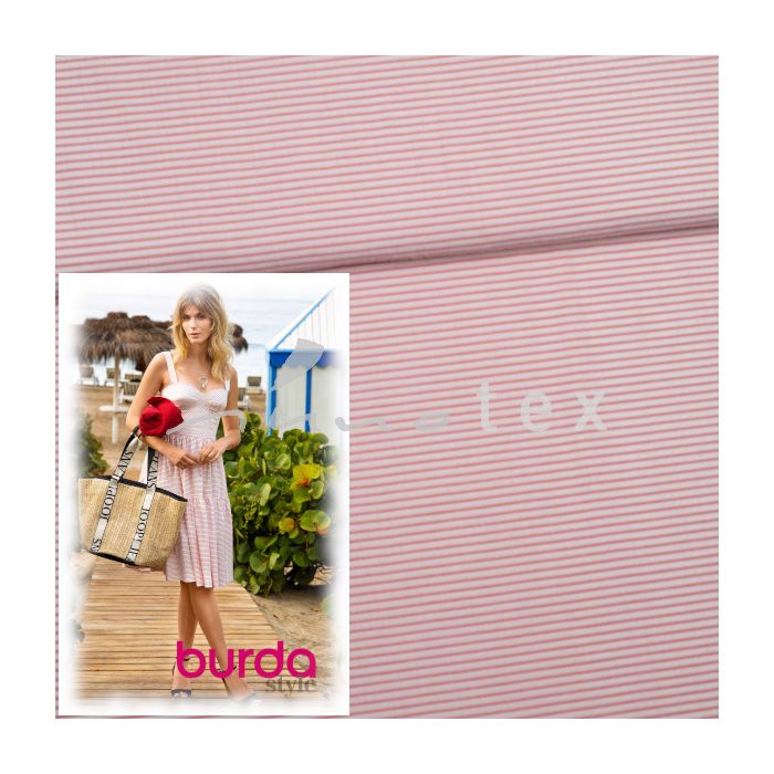 Burda Style- Modell 115 Kleid, Seersucker Streifen