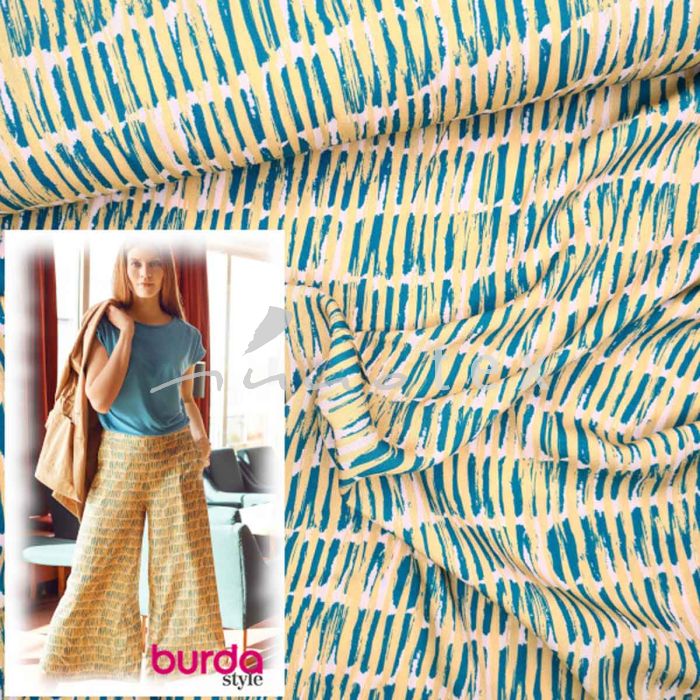 Burda Style, Modell 123 Hose, Viskosestoff Streifenmuster