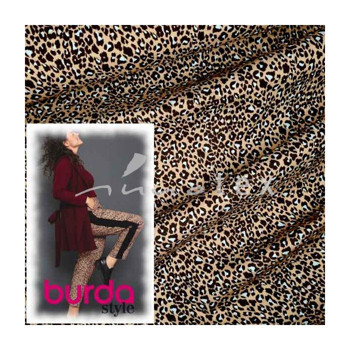 Burda Style - Modell 125 Hose, Baumwollstretch, kleiner Leoprint hellbraun