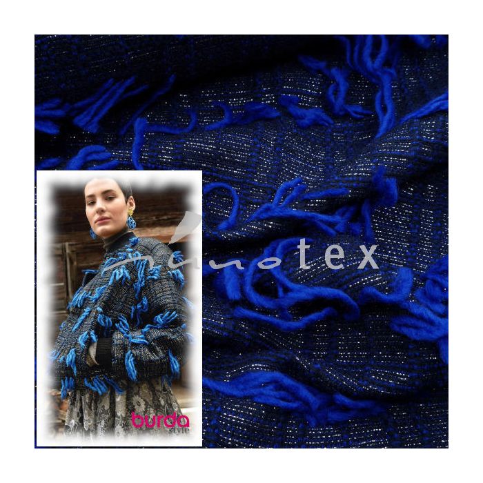 Burda Style, Bouclé Fransen blau