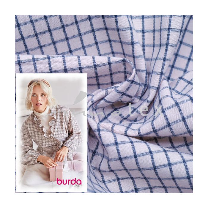 Burda Style 12/2024, Baumwolle Karo rosa-grau