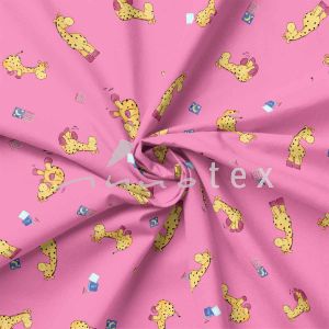 French Terry, Sweatware, fröhliche Giraffe, rosa