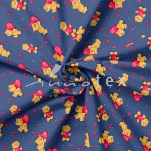 Baumwolle, Sweatware, Herzensbär, blau