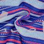 Jacquard-Stoff Streifen blau-rot-grau-silber