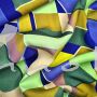 Viskose-Jacquard geometrisch lila-grün