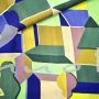 Viskose-Jacquard geometrisch lila-grün