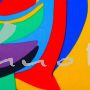 Viskosestoff - buntes grafisches Muster
