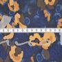 Viskosestoff Blumen blau-ocker