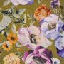 Viskoseprint Blumen Glitzer olivgrün