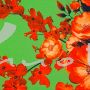 Kreppstoff, Blumenprint grün-rot