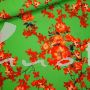 Kreppstoff, Blumenprint grün-rot