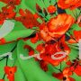 Kreppstoff, Blumenprint grün-rot