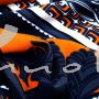 ITALIEN: Krepp, Bordüre, orange-nachtblau