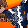 ITALIEN: Krepp, Bordüre, orange-nachtblau