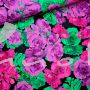 Baumwollgewebe Blumen schwarz/lila
