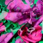 Baumwollgewebe Blumen schwarz/lila