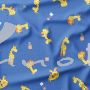 French Terry, Sweatware, fröhliche Giraffe, blau