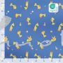 French Terry, Sweatware, fröhliche Giraffe, blau