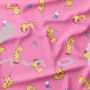 French Terry, Sweatware, fröhliche Giraffe, rosa