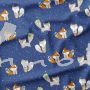 French Terry, Sweatware, Füchse, blau