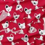 French Terry, Sweatware, freche Katzen, rot