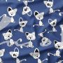 French Terry, Sweatware, freche Katzen, blau