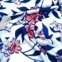 Kreppstoff, Blumen marineblau-lachsrot