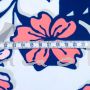 Kreppstoff, Blumen marineblau-lachsrot
