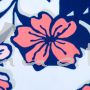 Kreppstoff, Blumen marineblau-lachsrot