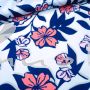 Kreppstoff, Blumen marineblau-lachsrot