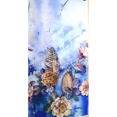 Rayon Popeline, großes Design blau